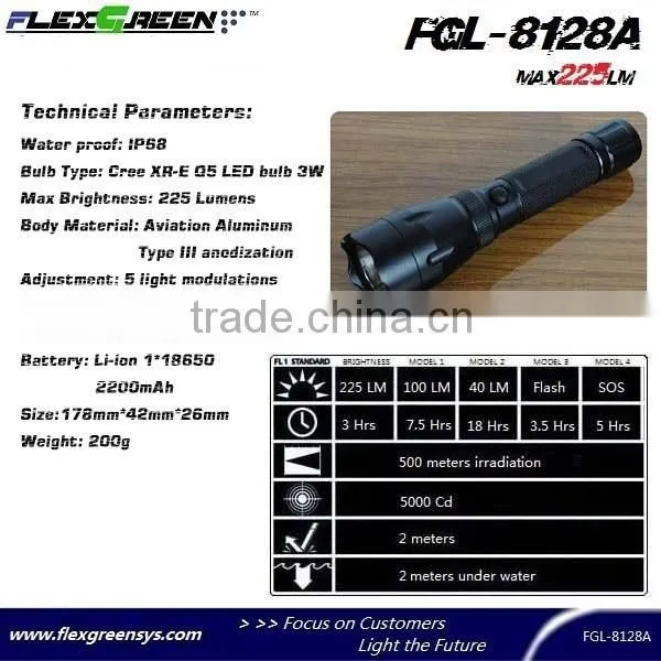 Rechargable 18650 Battery Cree Q5 180 Lumen Led Flashlight photo-2