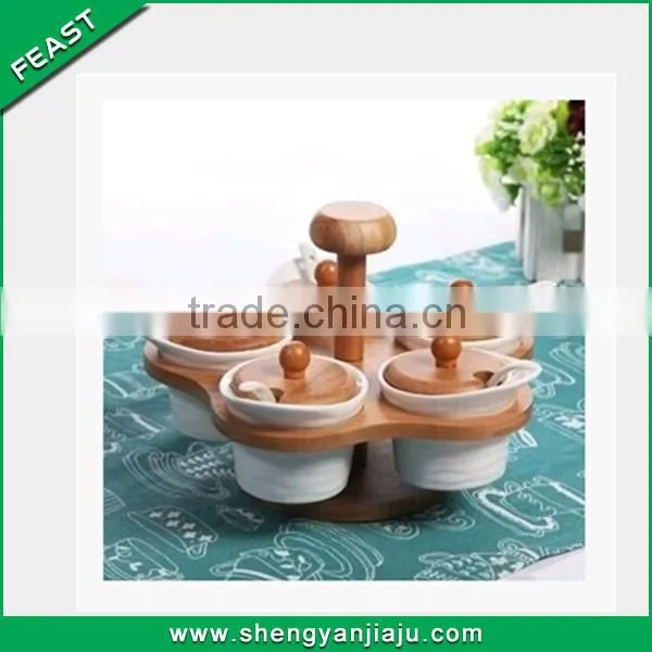 cruet can set with bamboo base,Seasoning pot set,spice rack set