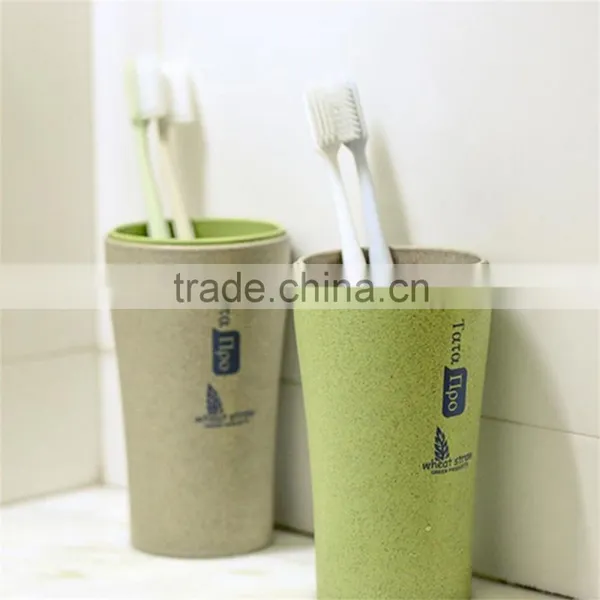 Wheat Straw Plastic Travel Tooth Brush Mug Set 280ml+360ml photo-3