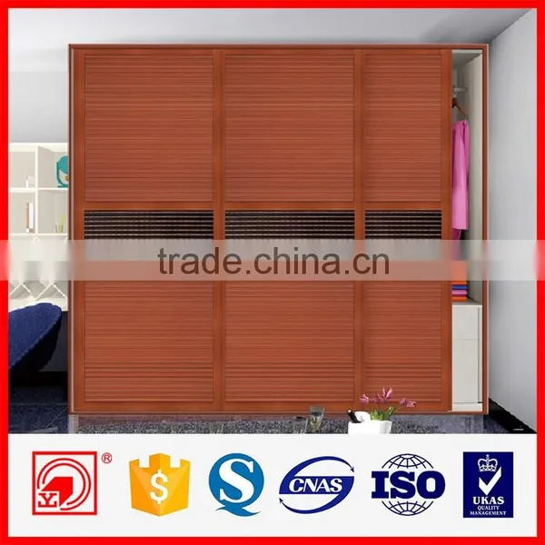 Triple 3-track Louvered 3 Panel Sliding Wardrobe Closet Door