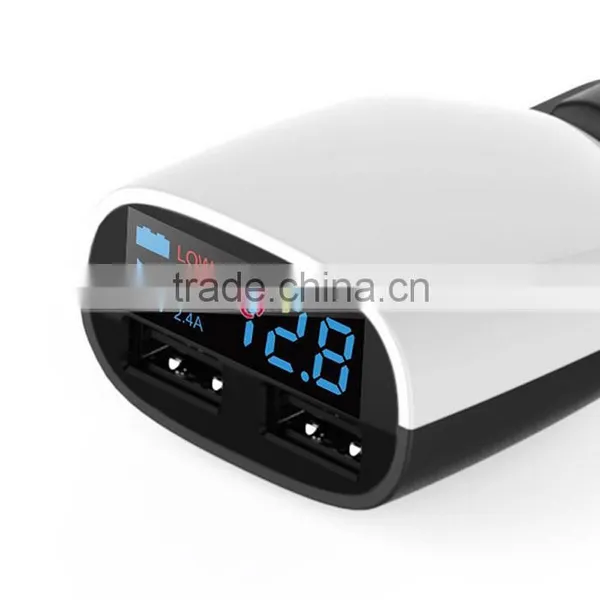 Dual LED Display USB Car Charger For Samsung Galaxy S6 Note 5 4 IPhone HTC White photo-6