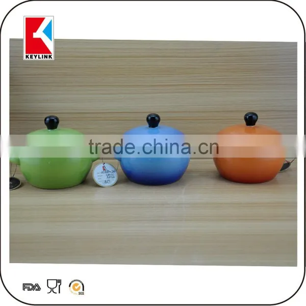 Wholesale White Inside Color Glazed Cereal Bowl Ceramic Soup Bowl With Two Handle photo-2