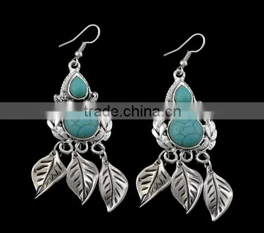 Gypsy Women Festival Jewelry Earrings Tibetan Silver Plated Round Beads Ear Hook photo-4