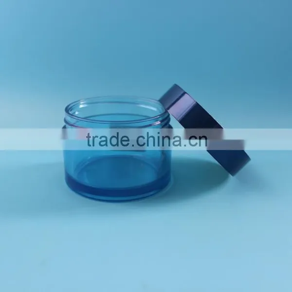 50ml 50g Empty Blue Clear Thick PET Plastic Cream Jar Container With Aluminium Lid photo-2