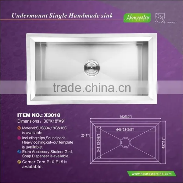 China Manufacturer Wholesale Price French Kitchens Stainless Steel Spring Kitchen Sinks Single Bowl With Faucets - X3018