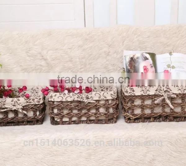 Set of 3 Maize Husk Weaved Storage Baskets -brown photo-6