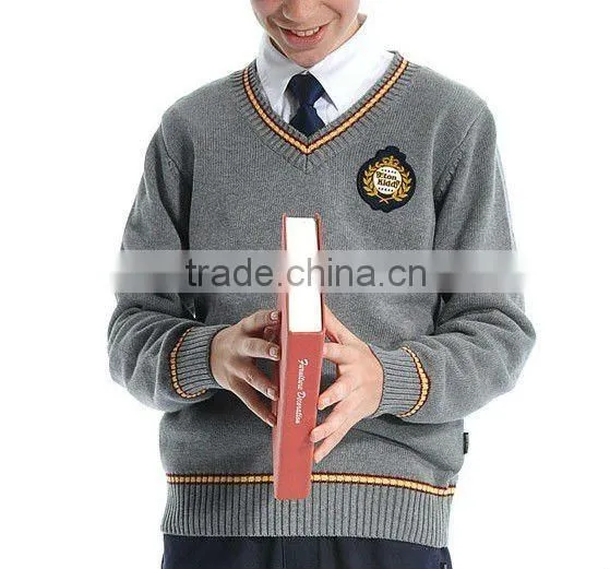 v Neck Children's Thick Cotton School Uniform Sweater
