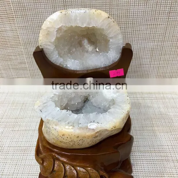 Natural White Agate Geode Crystal Treasure Basin For Sale photo-4