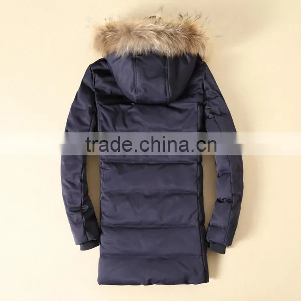 Latest Design Winter Duster Freezer Men Feather Goose Down Long Coats, Hoody Faux Fur Parka Winter Jacket Man photo-2