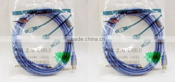 3m High Quality USB/USB2.0 Transparent Blue Print Cable AM to BM photo-6