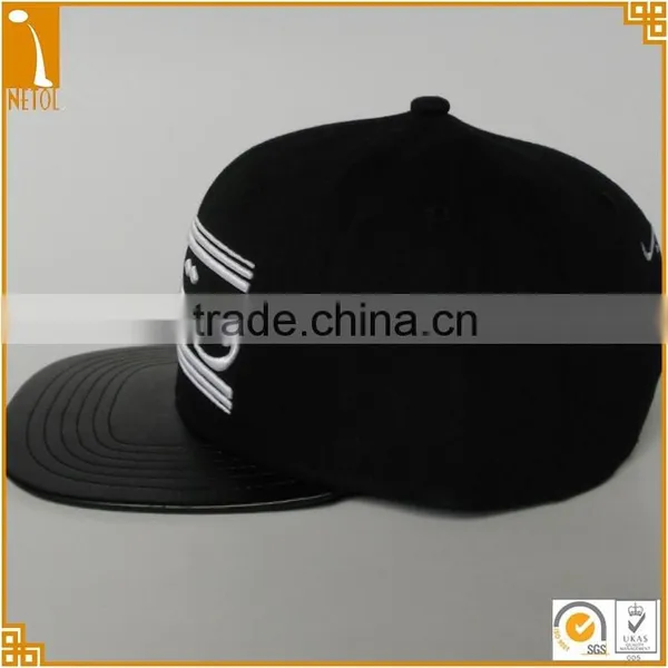 Custom Black 6 Panel Unisex 100%cotton 3D Embroidered Snapback Baseball Cap photo-3