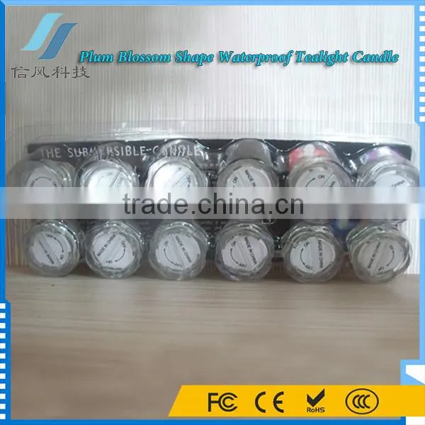12Pcs Colorful Plum Blossom Shape Mini Submersible Waterproof Tea Lights Decorative Candle photo-5
