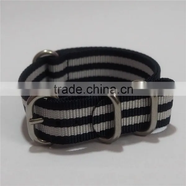 4 Rings Black Gray Stripe James Bond Zulu ODM Watch Bands photo-5