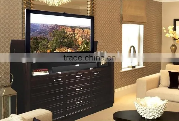 Metal Monitor Lift in TV Stand Inside Cabinet