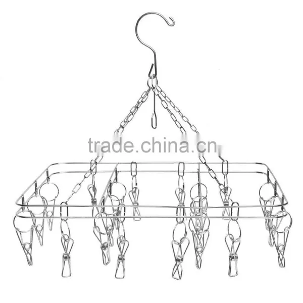 Stainless Steel 20 Clip Drying Hanger Rack for Hanging Clothes / Towels and Stainless Steel Clothes Hanger photo-2