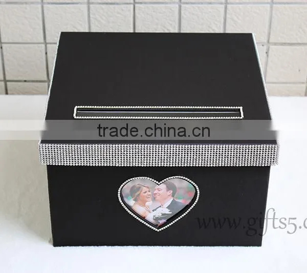 Elegant Black Wedding Money Box in Handmade With Photo Frame Wedding Decorations photo-4
