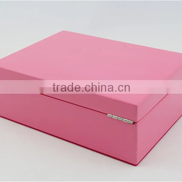 Luxury Custom Wooden Pink Jewellry Storage Box With Key Lock photo-3