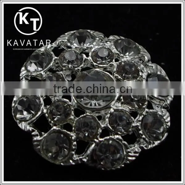 Good Quality NK019 Metal Flower Lead Free Metal Shank Rhinestone Buttons photo-2