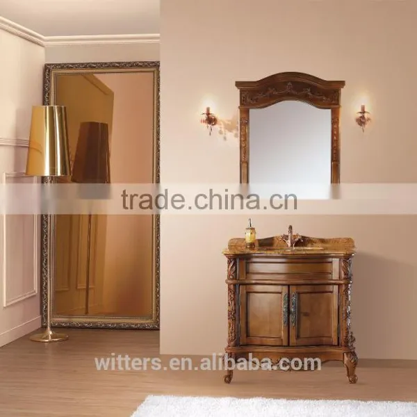 Slim and Small White Bathroom Vanity Oak Wood Bathroom Furniture WTS349 photo-5