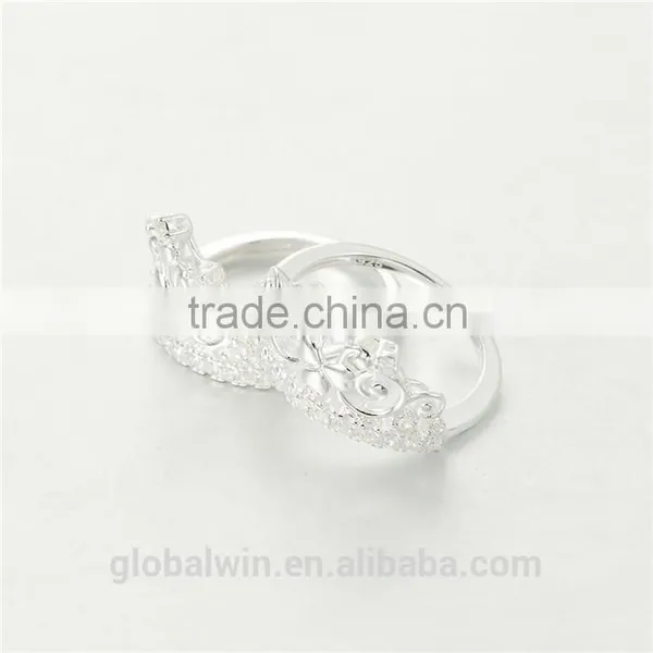 Fine Jewelry European Design Pure Silver Clear CZ Crown Ring photo-5