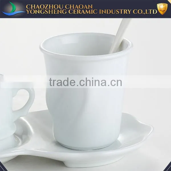 The Two Connected Blank Ceramic Coffee Cup Plate Set photo-3