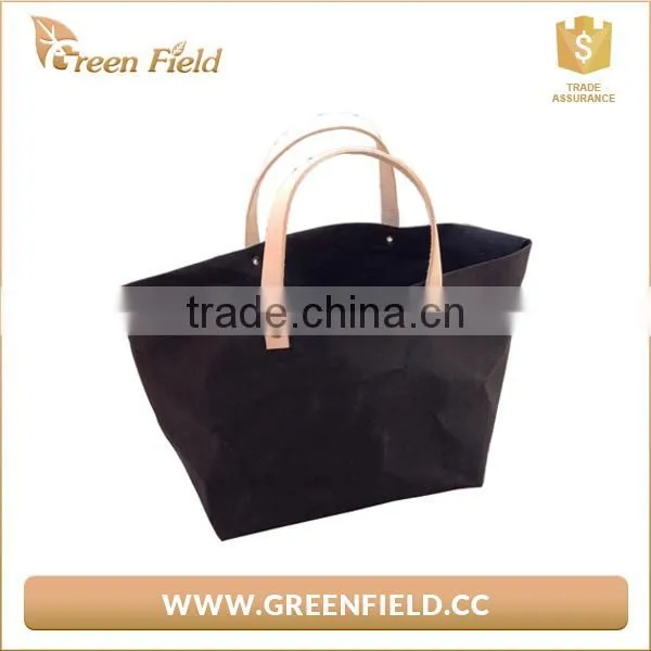 Fashion Design Washable Kraft Paper Reusable Tote Bag Shopping Bag photo-3