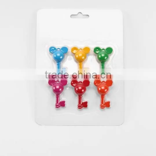 New Design Fancy Heart Key With Mickey Mouse Top 6 Color Crayon, 6 pk Mickey Key Wax Crayon, Novelty Mickey Shaped Crayon Set photo-2