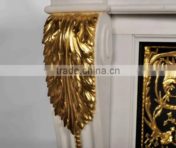 2017 Home Decor Luxury Marble and Gilded Brass Fireplace photo-3