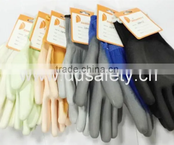 DDSAFETY Black Water Based PU Coated Glove With White Nylon Liner Knit Wrist photo-5