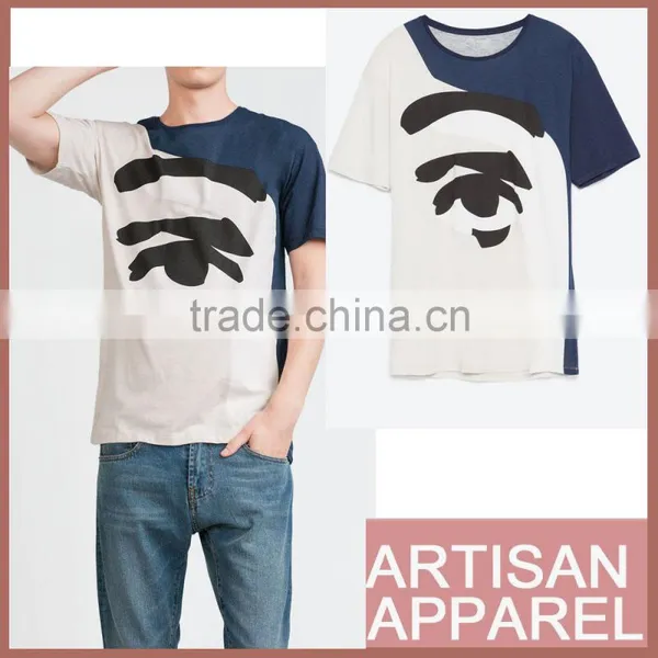 Short Sleeved Round Neck Man T-shirt With Face Printed Blend Fine Jersey Mens O-neck Eco t Shirt