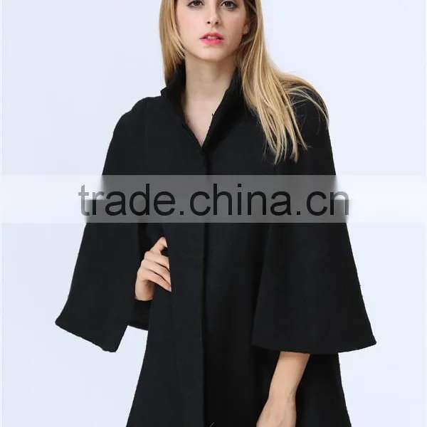 New Arrival Ladies Fashion Design Elegant Winter/Autumn Dolman Cape Coat for Women photo-3
