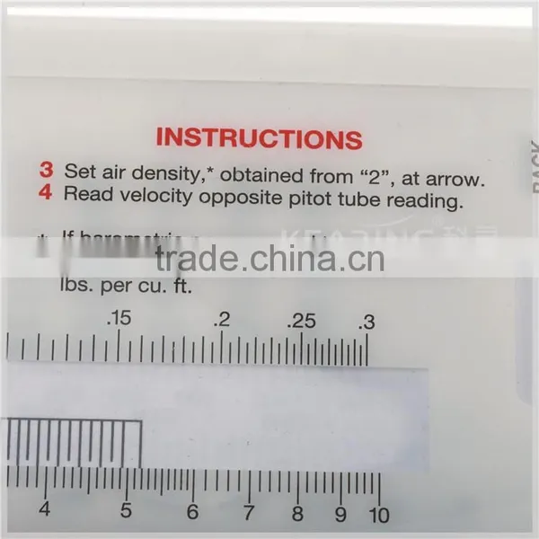 Kearing Brand OEM Plastic Slide Ruler,air Velocity Calcuator, Velocity Pressure in Water, Opaque Plastic Slide Ruler #KSL01 photo-5