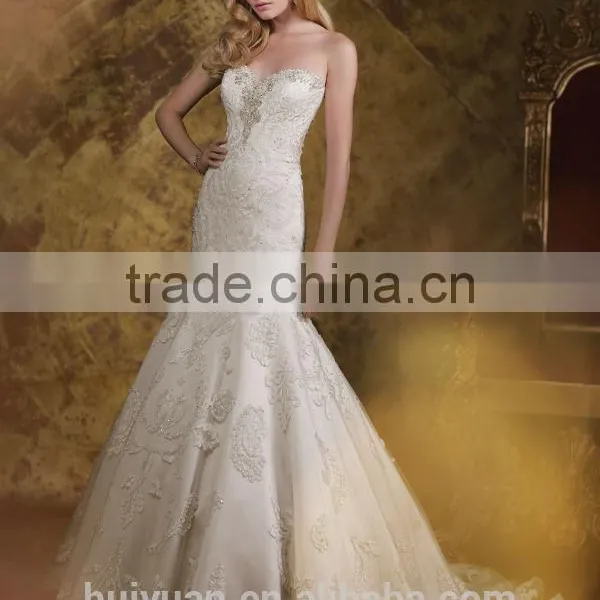 New Fashion Hot Sell Mermaid Lace Strapless Cheap Slim Wedding Dresses photo-3