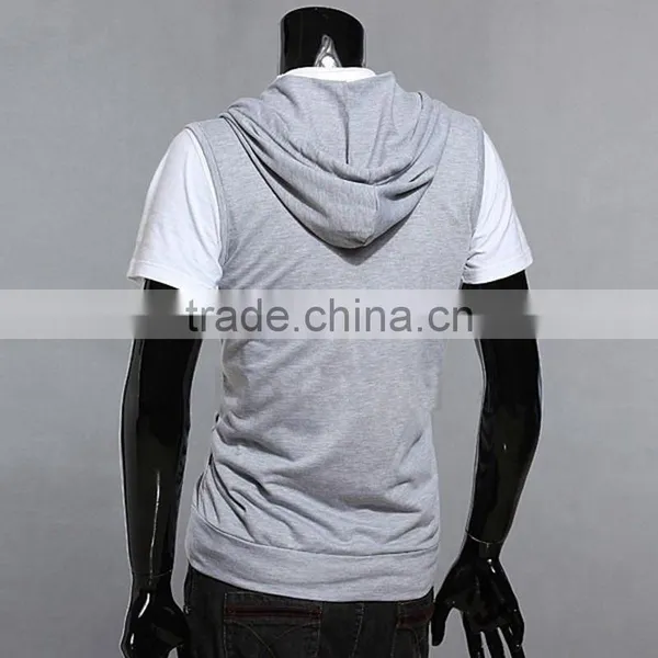 Blank Waistcoat Zipper Hoodies Sports Sweatshirt Plain Cotton Gray Black 2 Colors photo-3