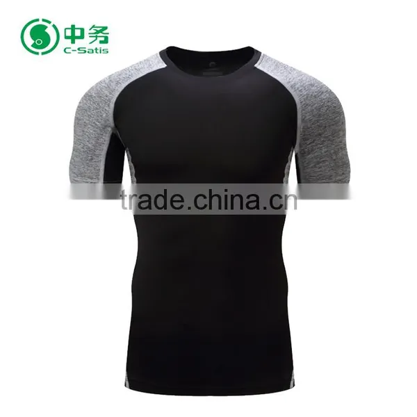 Fashion Design 100% Polyester Quick Dry Gym Wear Men Short Sleeve Fitness T Shirt photo-2