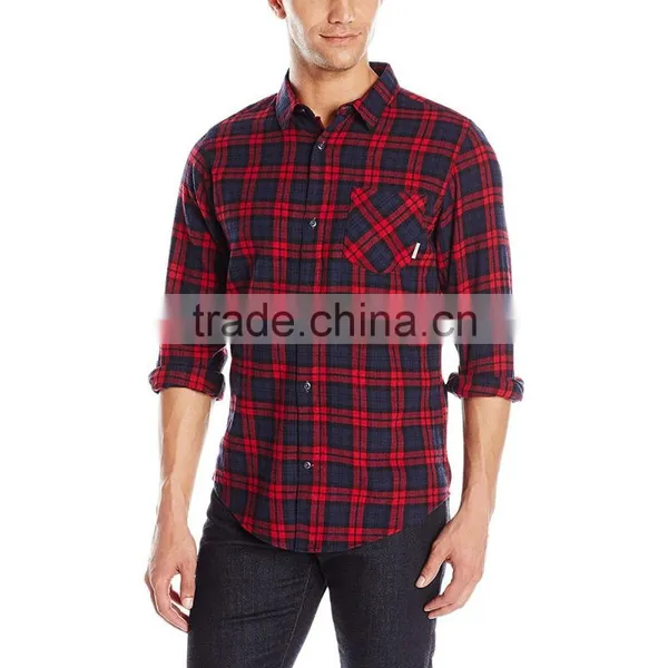 2015 China Custom Wholesale Shirt Red Flannel Shirt With Longsleeve photo-3