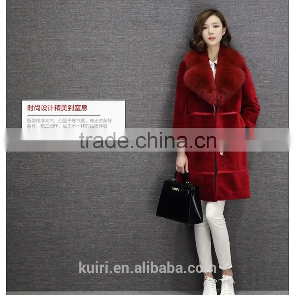 Women's Long Design Suit Collar Turn-down Collar Trench Cashmere Overcoat Fur One Piece Sheep Shearing Wool Outerwear photo-6