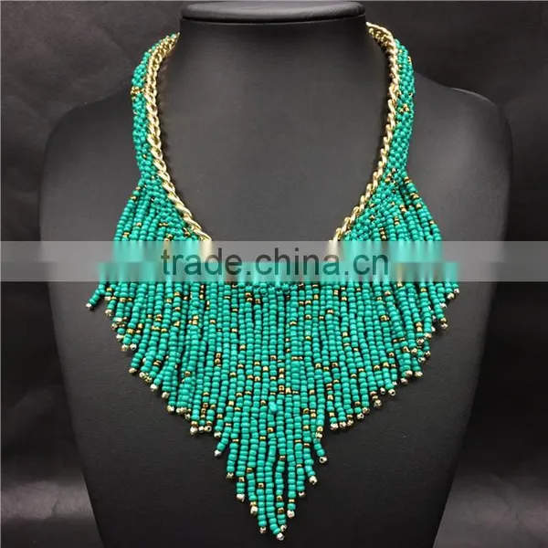 Express Tassel Resin Plastic Beads Multicolor Statement Necklace Jewelry photo-3
