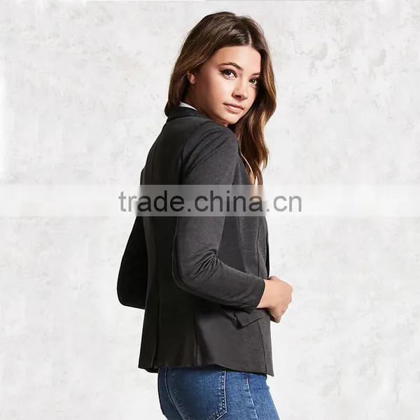 Business Womens Office Notched Lapels 3/4 Sleeves Single-button Blazer Jacket photo-4