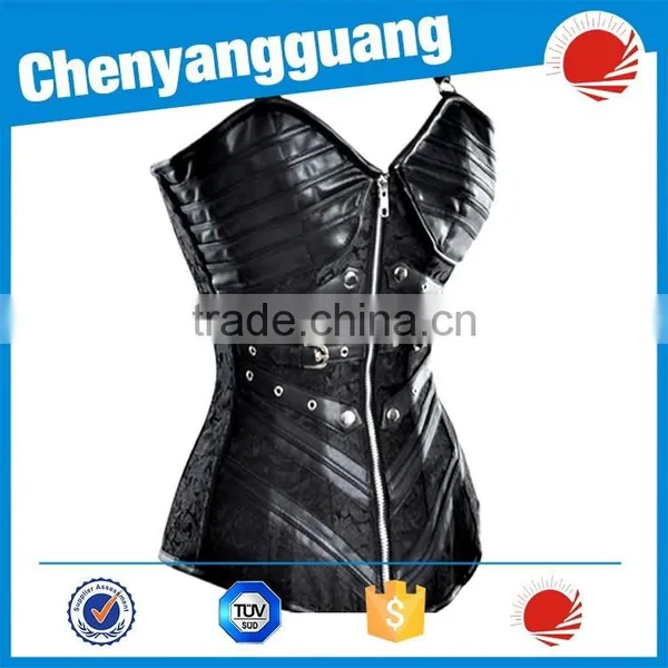 New S,M,L,XL,XXL,XXXL Size Black Faux Leather Corset photo-5