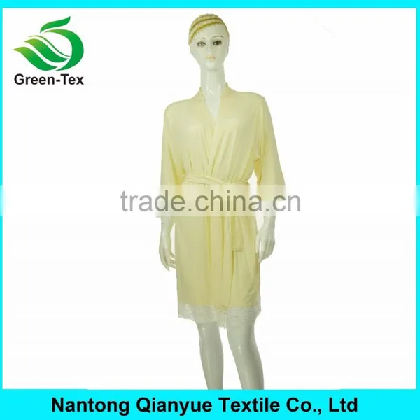 Wholesale Sleeping Soft Modal Robes With Trim Lace photo-2