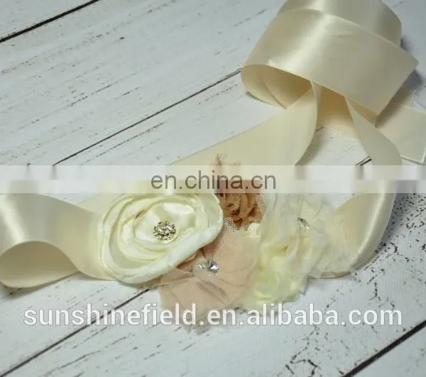 Baby Girl Sash Matching Baby Headband Photography Props Wedding Sash Belt photo-2