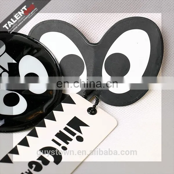 Custom Paper Printed Black Punched Shape Hangtag With PVC Cotton Filling Pendant for Kid's Garment photo-3