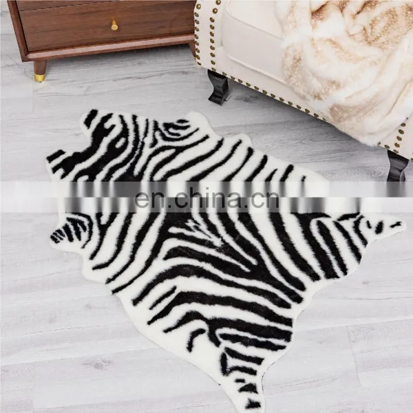 Manufacturer Wholesale Zebra Shaggy Fur Floor Rugs For Sale Living Room photo-2