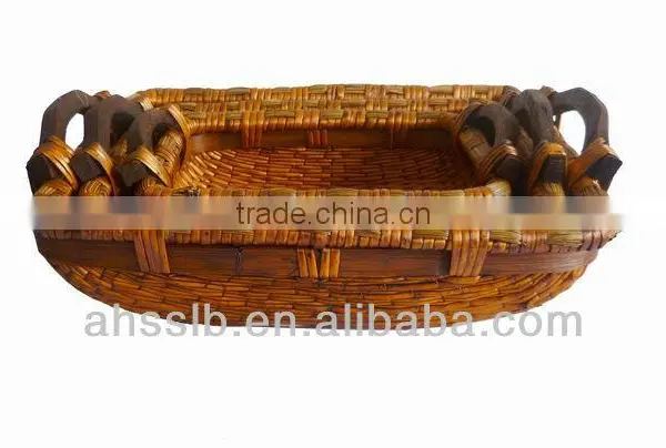 2013 New Style Wholesale Cheap Various Shaped Reed Storage Plate With Ear Handles photo-3