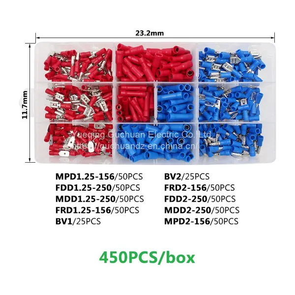 250PCS Combination Set Insulated Wiring Male and Female End Brass photo-3