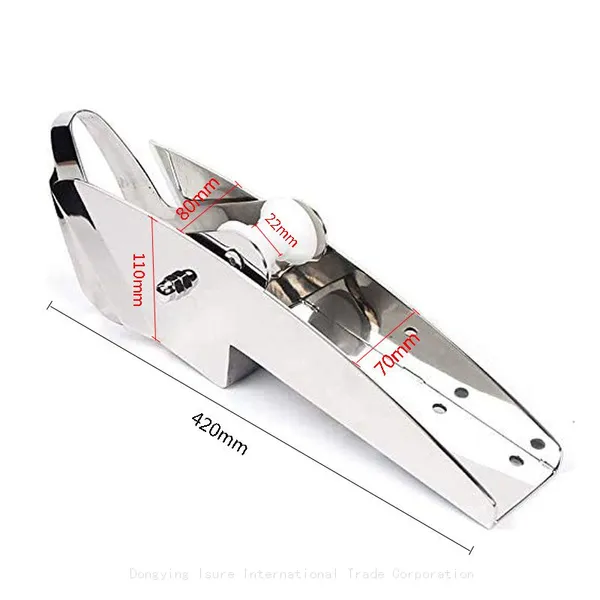 ISURE MARINE AISI 316 Stainless Steel Hinged Self-Launching Bow Anchor Roller With Pivoting Dual-Roller 16.5'' for Marine Yacht Docking Accessories photo-2