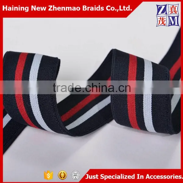 China Zhejiang Wholesale 3cm Tricolor Polyester Latex Elastic Band