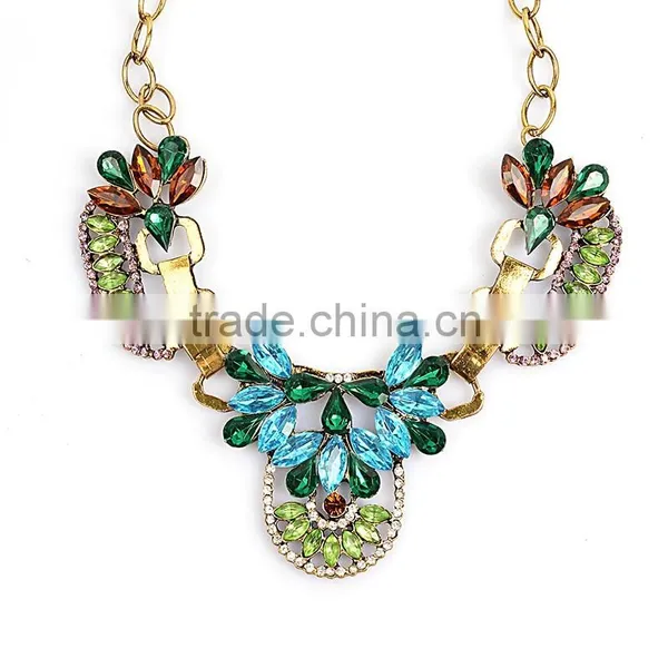 Fashion Gemstone Blue Turquoise Bead Chain Druzy Pendant Necklace For Women photo-5