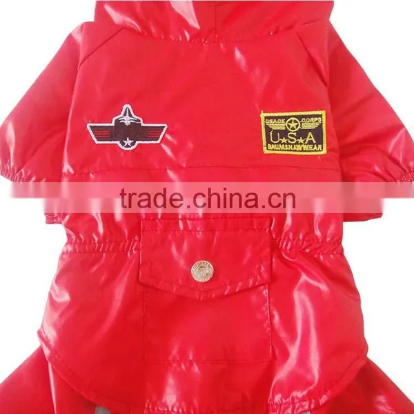 Wholesale Large Dog Clothes Red Dog Air Force Raincoat photo-4